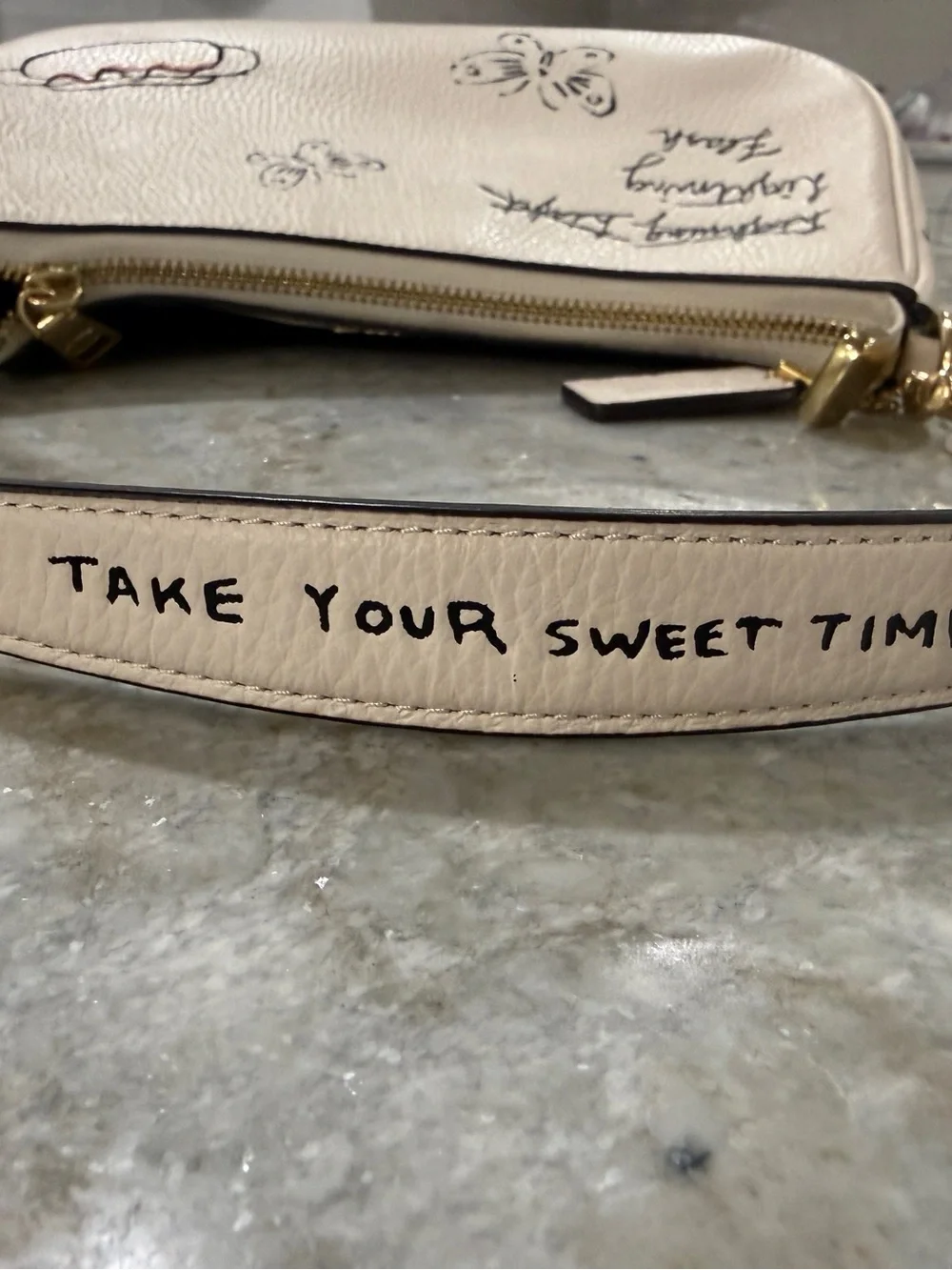 Coach Teri Shoulder Bag “Too Cool” Chalk Graffiti Print Leather